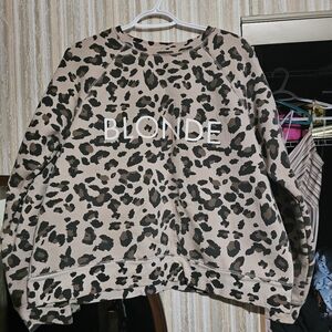 "Blonde" by Brunette Brand Leopard sweatshirt